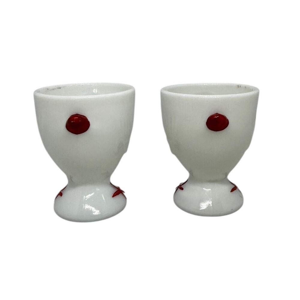 1950's Westmoreland Milk Glass Chick Design Egg Cups - A Pair - Picture 3 of 16